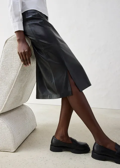 Kožen&aacute; sukně s rozparkem, bonprix