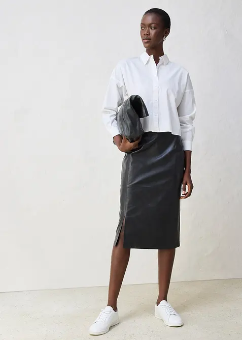 Krátká oversize halenka s podílem hedvábí, bonprix