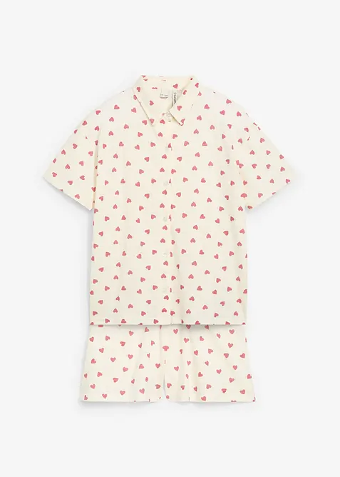 Krátké pyžamo z čisté organické bavlny, s knoflíkovou lištou (2dílná souprava), bonprix