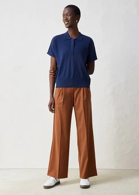 Svetr z jemn&eacute; pleteniny s pod&iacute;lem hedv&aacute;b&iacute; a l&iacute;mečkem polo, bonprix