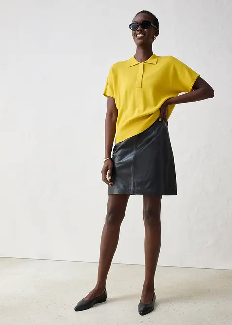 Svetr z jemné pleteniny s podílem hedvábí a límečkem polo, bonprix