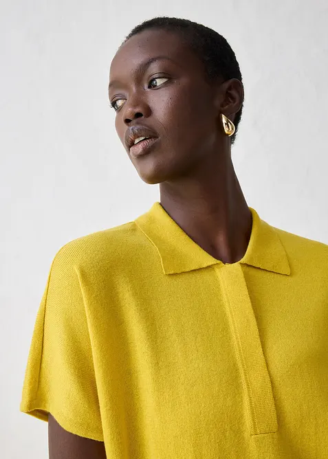 Svetr z jemné pleteniny s podílem hedvábí a límečkem polo, bonprix