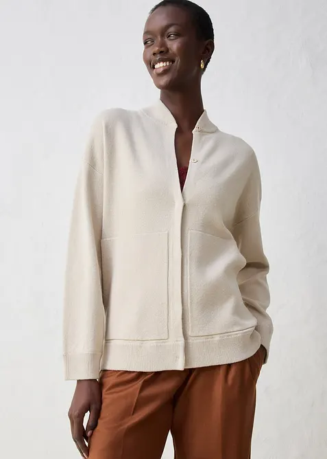 Oversize pleten&yacute; kab&aacute;tek s merino vlnou, bonprix