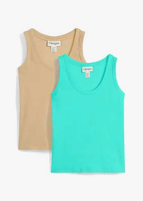 Žebrované tílko s organickou bavlnou (2 ks v balení), bonprix