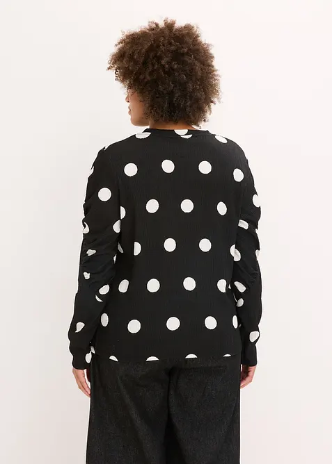 Tričko s dlouh&yacute;m ruk&aacute;vem ze strukturovan&eacute;ho krepu, bonprix