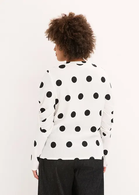 Tričko s dlouhým rukávem ze strukturovaného krepu, bonprix