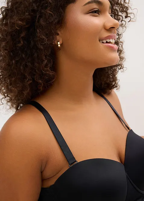 Vyztužený podprsenkový top s různými variantami nošení, lesklý efekt, bonprix