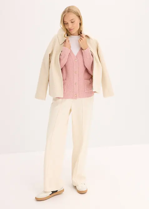 Melírovaný pletený kabátek s knoflíky ve zlaté barvě, bonprix