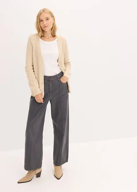 Melírovaný pletený kabátek s knoflíky ve zlaté barvě, bonprix