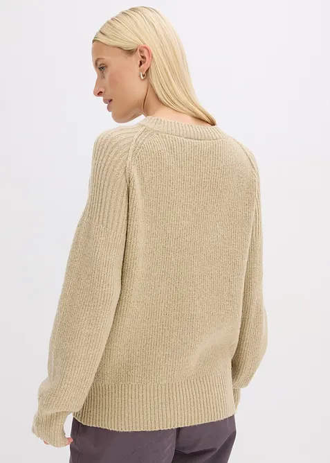 Oversize svetr s výstřihem do V, bonprix