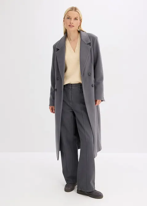 Oversize svetr s výstřihem do V, bonprix