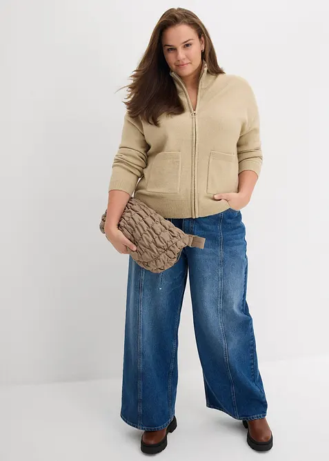 Pletený kabátek se zapínáním na zip, bonprix