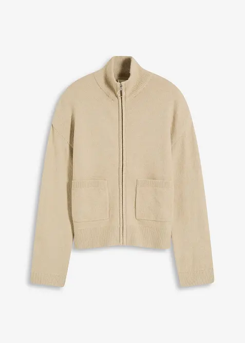 Pletený kabátek se zapínáním na zip, bonprix
