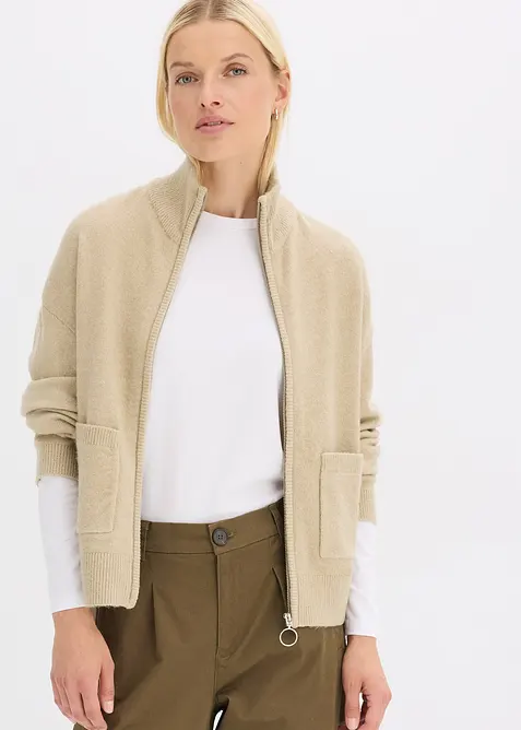 Pletený kabátek se zapínáním na zip, bonprix