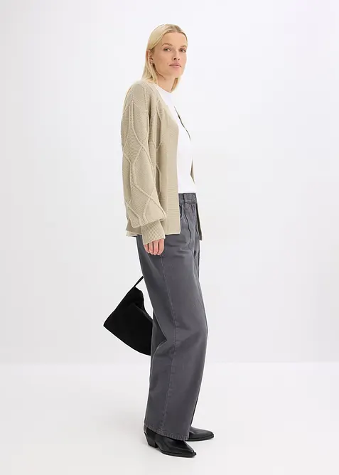 Pletený kabátek s copánkovým vzorem, bonprix