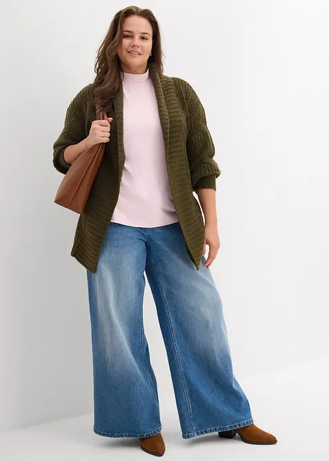 Kabátek ze silnější pleteniny s copánkovým vzorem, bonprix