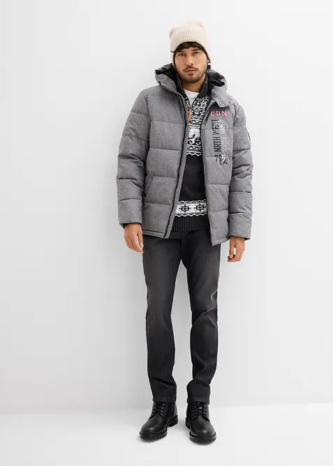 Prošívaná zimní bunda s kapucí, bonprix