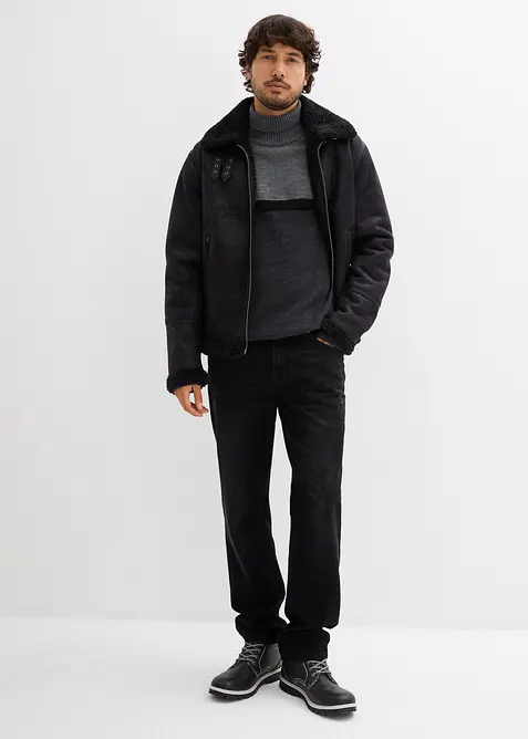 Svetr s rol&aacute;kov&yacute;m l&iacute;mcem, barevn&eacute; bloky, bonprix