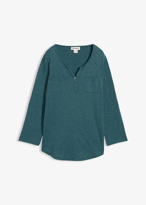 Bavlněn&eacute; triko Henley s knofl&iacute;kovou l&eacute;gou, bonprix