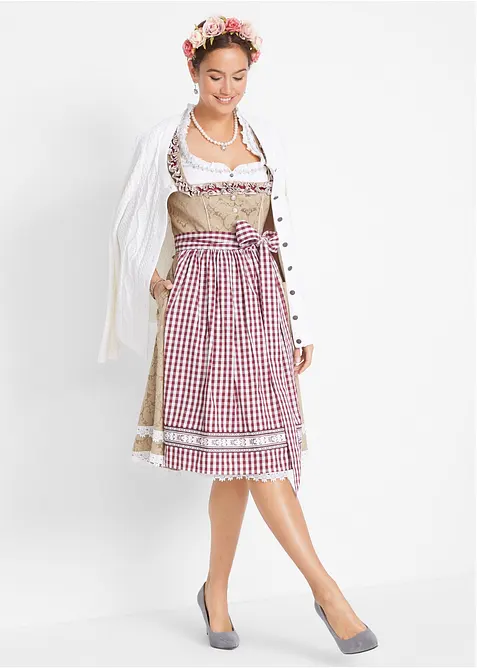 Dirndl se zástěrou, délka ke kolenům, bonprix
