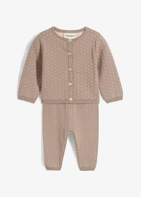 Pletený kabátek a kalhoty ze směsi s bavlnou (2dílná souprava), bonprix