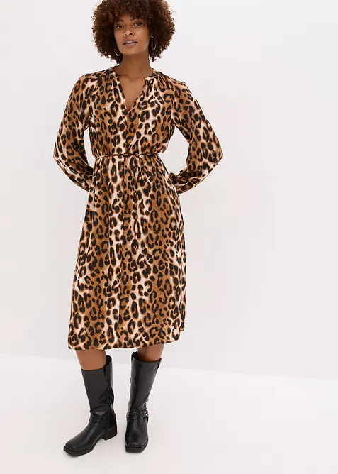 Midi šaty ze splývavého saténu, bonprix