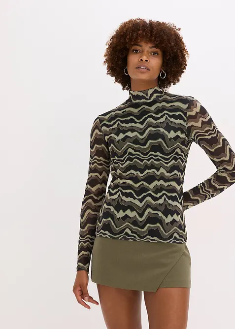 Tričko s dlouhým rukávem z jemné síťoviny, bonprix