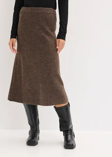 Pleten&aacute; sukně v d&eacute;lce midi, bonprix