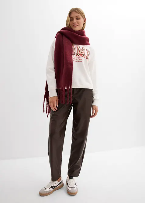 Kalhoty z umělé kůže, střih Barrel, Mid Waist, bonprix