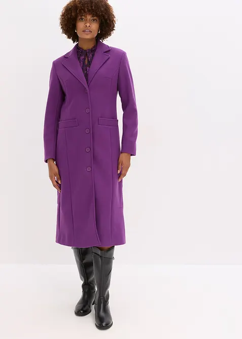 Dlouhý kabát ve vlněném vzhledu, bonprix