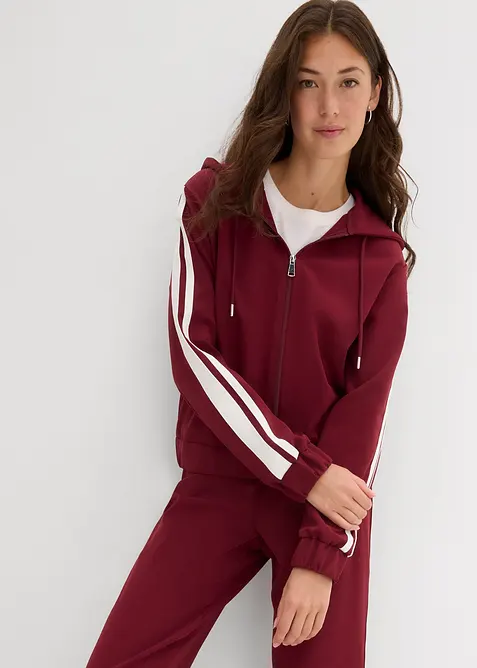 Mikina na zapínání, se sportovními proužky, bonprix