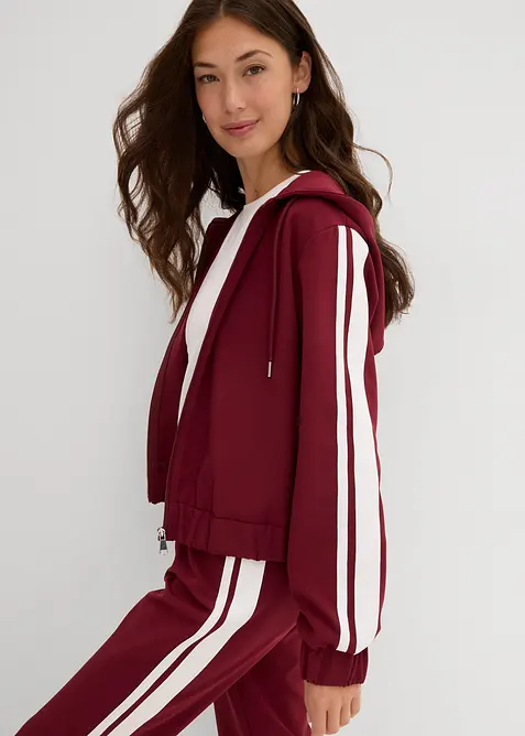 Mikina na zapínání, se sportovními proužky, bonprix