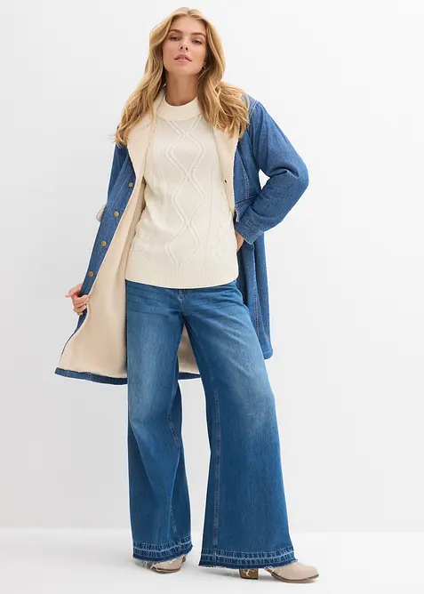 Dž&iacute;nov&yacute; zimn&iacute; kab&aacute;t s teplou ply&scaron;ovou pod&scaron;&iacute;vkou, bonprix