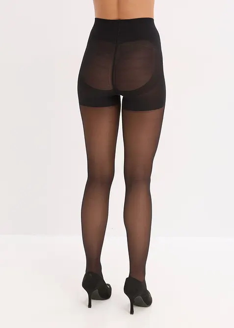 Neprůhledné punčochové kalhoty s push-up efektem, Belly Control, pohodlným nápletem a kompresí, 50 DEN, bonprix