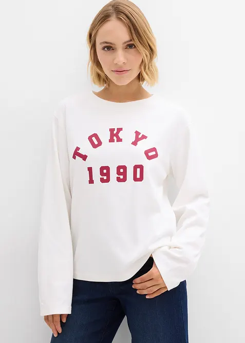 Triko s dlouhým rukávem, z čisté bavlny, bonprix