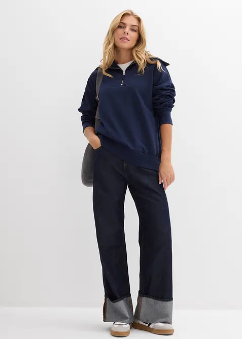 Mikina s l&iacute;mcem na zip, z měkk&eacute; bavlněn&eacute; směsi, bonprix