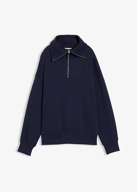 Mikina s l&iacute;mcem na zip, z měkk&eacute; bavlněn&eacute; směsi, bonprix