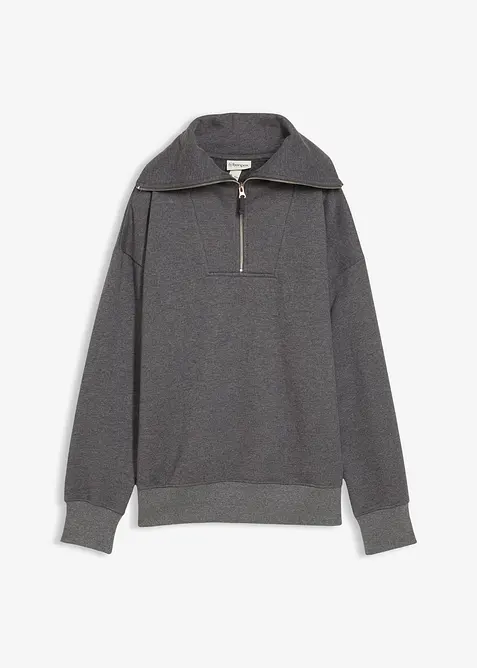 Mikina s límcem na zip, z měkké bavlněné směsi, bonprix