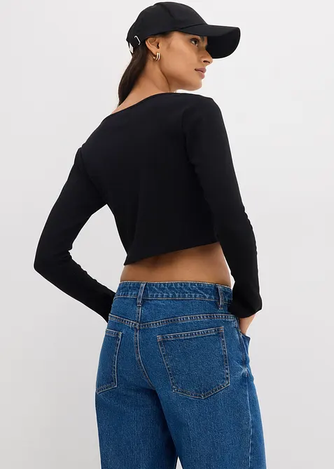 Krátké žebrované triko, bonprix