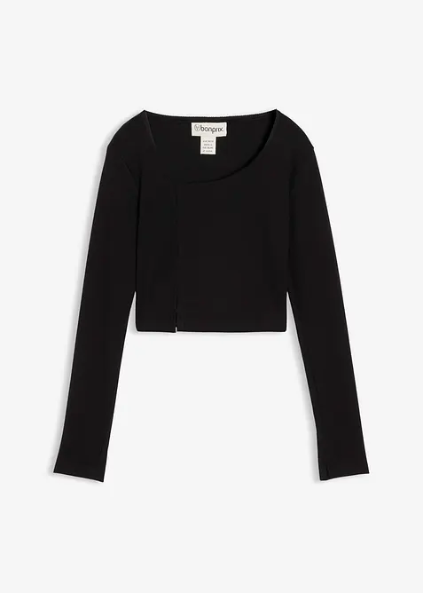 Krátké žebrované triko, bonprix