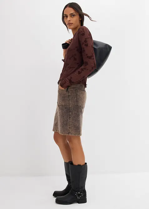 Tričko s dlouhým rukávem a vločkovým potiskem, bonprix