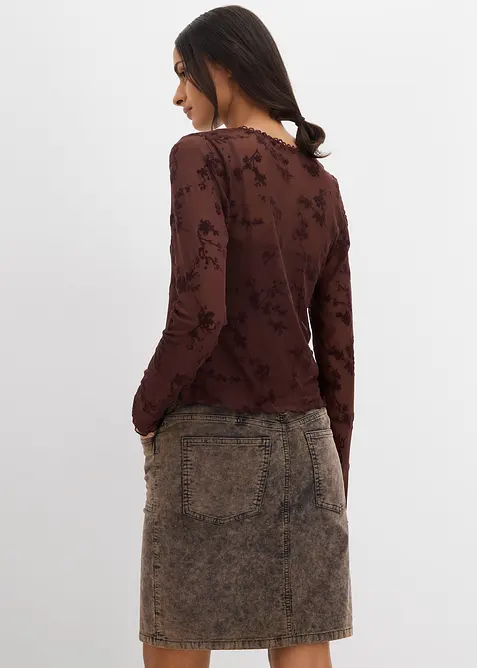 Tričko s dlouhým rukávem a vločkovým potiskem, bonprix