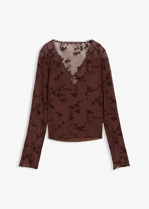 Tričko s dlouhým rukávem a vločkovým potiskem, bonprix