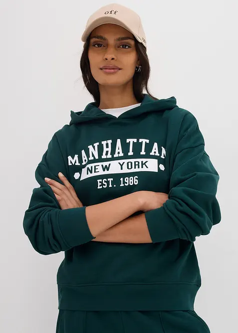 Oversize mikina s kapuc&iacute; z čist&eacute; bavlny, bonprix