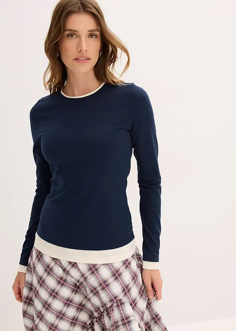 Tričko s dlouhým rukávem, z bavlněné směsi, bonprix