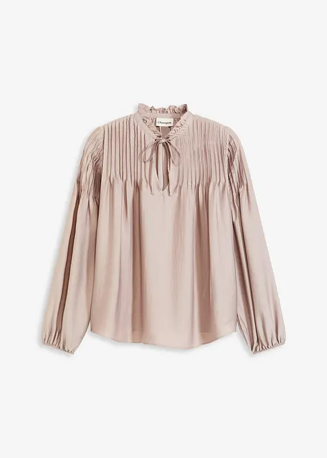 Tunikov&aacute; halenka z leskl&eacute;ho sat&eacute;nu, se s&aacute;mky, bonprix