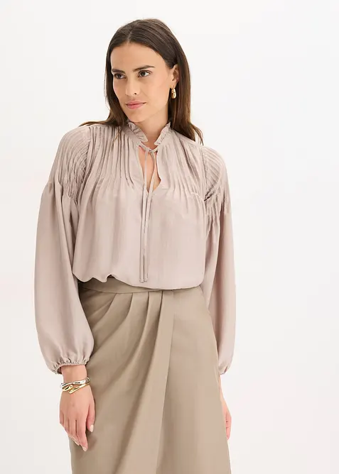 Tunikov&aacute; halenka z leskl&eacute;ho sat&eacute;nu, se s&aacute;mky, bonprix