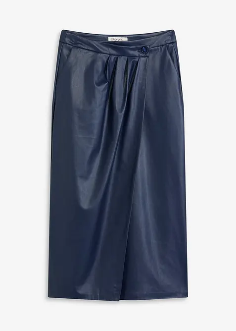 Zavinovací midi sukně z imitace kůže, bonprix