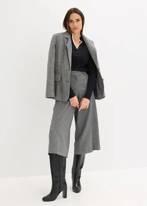 Žebrovaný svetr z jemné pleteniny s viskózou, vzhled 2 v 1, bonprix