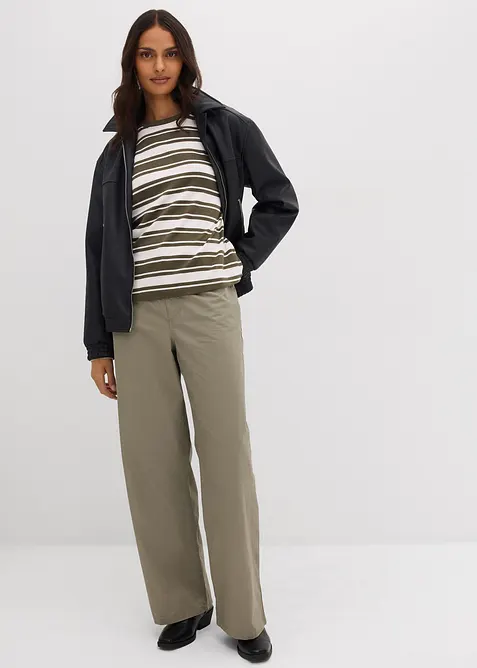 Oversize tričko s dlouh&yacute;m ruk&aacute;vem z čist&eacute; bavlny, bonprix